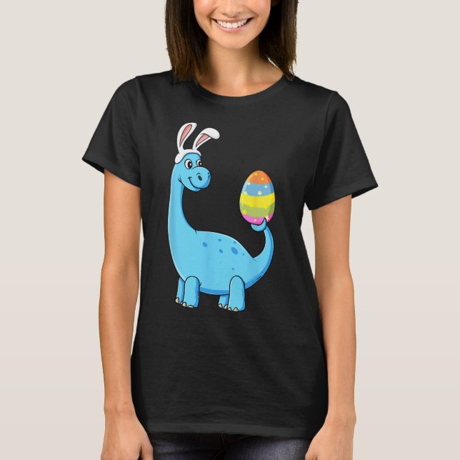 T-shirt Easter Day T Rex Dino Rabbit Ears With Egg Boys (Devant)