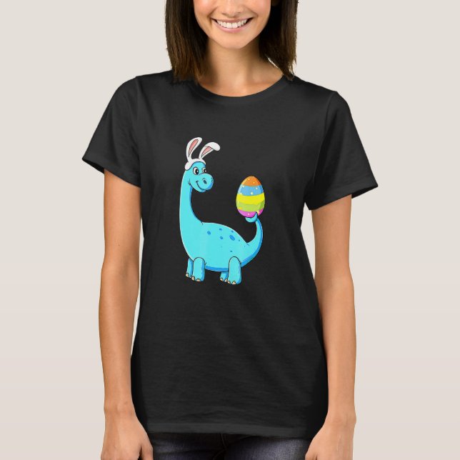 T-shirt Easter Day T Rex Dino Rabbit Ears With Egg Boys (Devant)