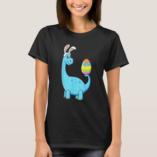 T-shirt Easter Day T Rex Dino Rabbit Ears With Egg Boys (Devant)