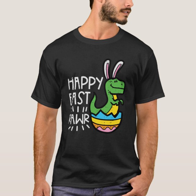 T-shirt Easter Dino Bunny Egg Happy East Rawr Trex Boys Ki (Devant)