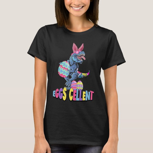 T-shirt Easter Dinosaur Bunny rex Boys Girls Kids Eggs Cel (Devant)