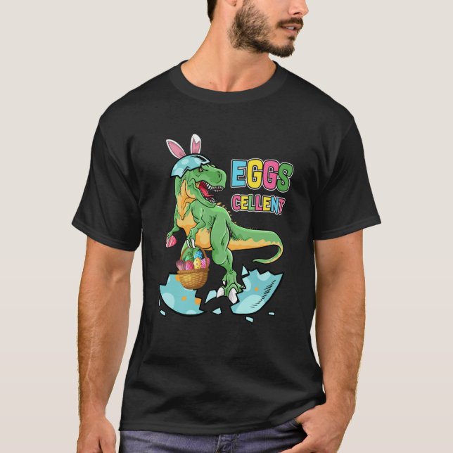 T-shirt Easter Dinosaur Bunny rex Boys Girls Kids Eggs Cel (Devant)