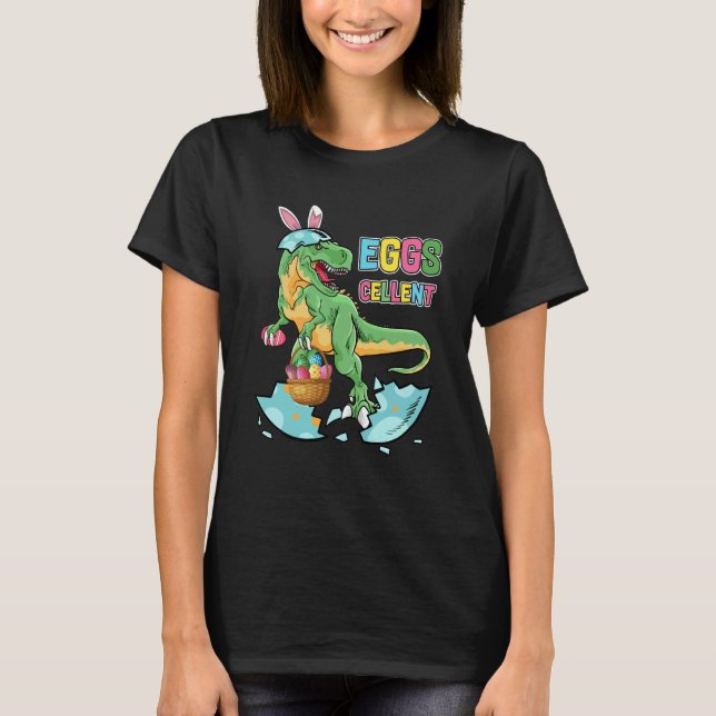 T-shirt Easter Dinosaur Bunny rex Boys Girls Kids Eggs Cel (Devant)
