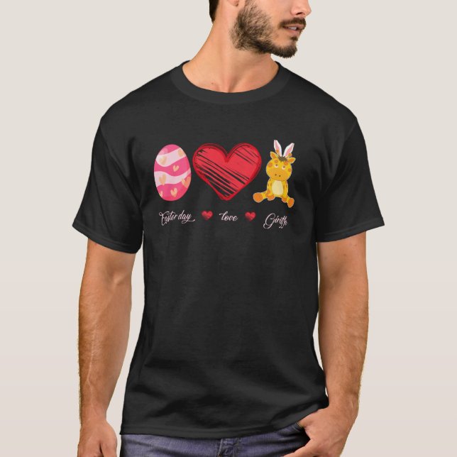 T-shirt Easter Egg Love Giraffe Bunny Animal Pet  Day (Devant)