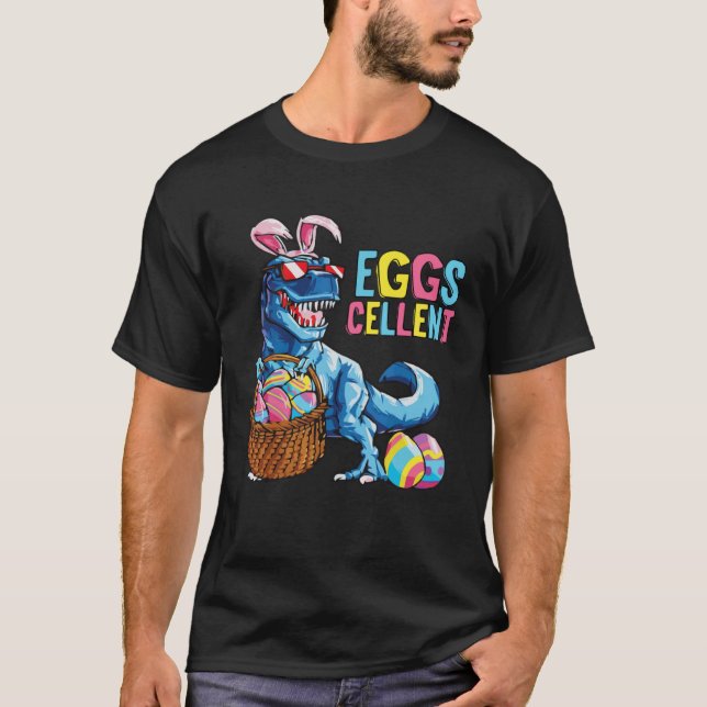T-shirt Easter Eggs Cellent Dinosaur Bunny rex Boys Girls  (Devant)