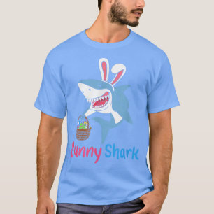 T-shirt Easter Eggs Hunting Bunny Shark With Easter Basket