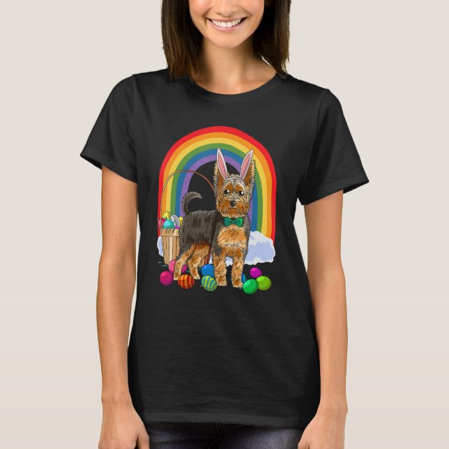 T-shirt Easter Eggs Yorkshire Terrier Bunny Yorkie Dog (Devant)