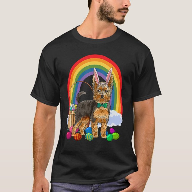 T-shirt Easter Eggs Yorkshire Terrier Bunny Yorkie Dog (Devant)