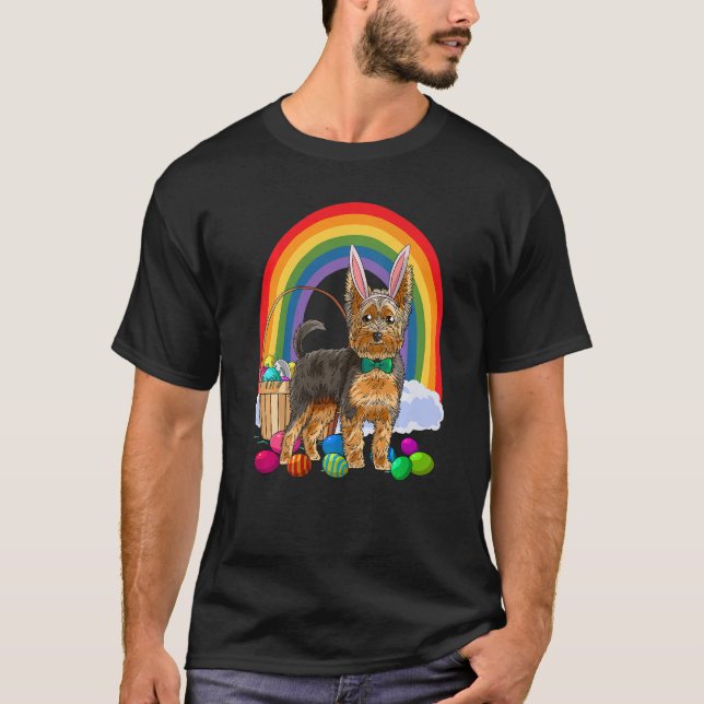 T-shirt Easter Eggs Yorkshire Terrier Bunny Yorkie Dog Pre (Devant)