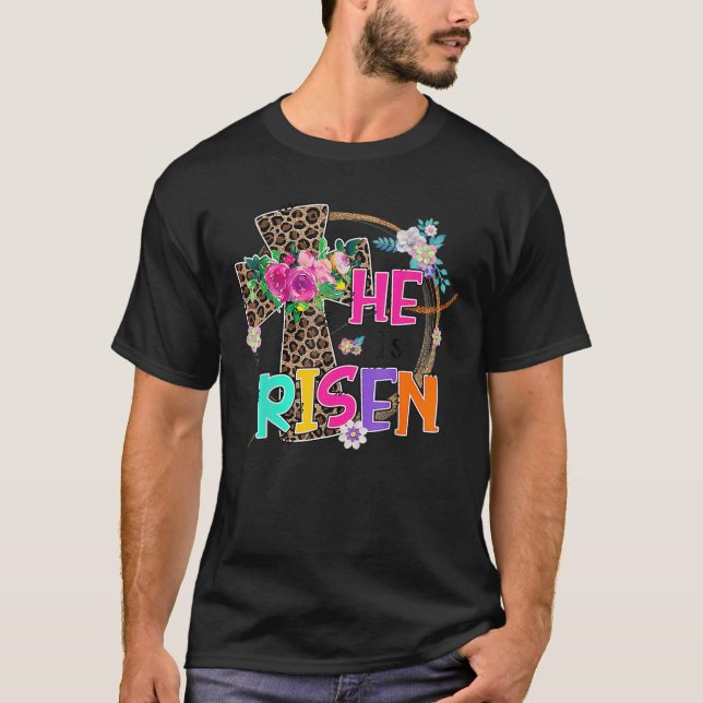 T-shirt Easter For Christian Teen Girls Maman He Is Risen  (Devant)
