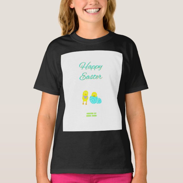 T-shirt Easter Hatchlings Girls Black Basic T Shirt (Devant)