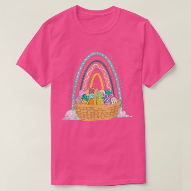 T-shirt Easter Holiday Easter Eggs Basket Rainbow Happy Ea (Design devant)
