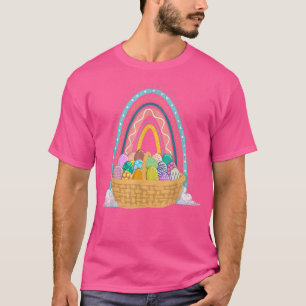 T-shirt Easter Holiday Easter Eggs Basket Rainbow Happy Ea