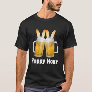 T-shirt Easter Hoppy Happy Hour Bunny Ears Drôle Papa Équi