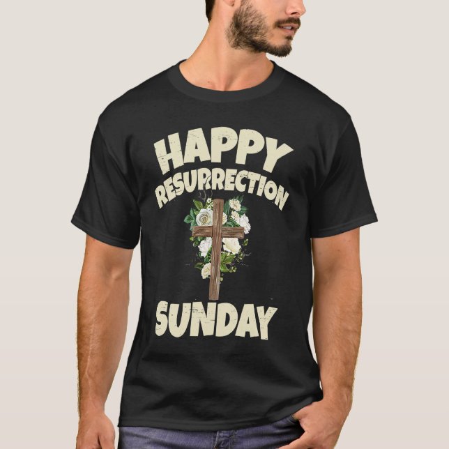 T-shirt Easter Jesus Happy Resurrection Sunday Egg Rabbit  (Devant)