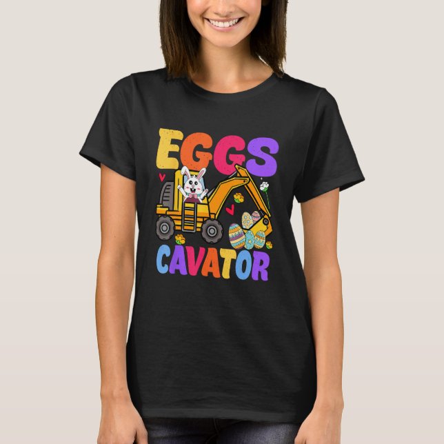 T-shirt Easter Kids Boys  Excavator Happy Easter EggsCavat (Devant)