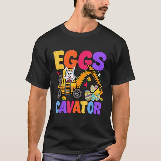 T-shirt Easter Kids Boys  Excavator Happy Easter EggsCavat (Devant)