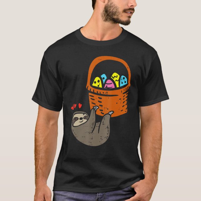 T-shirt Easter Sloth Hanging Egg Basket Cute Animal Men (Devant)
