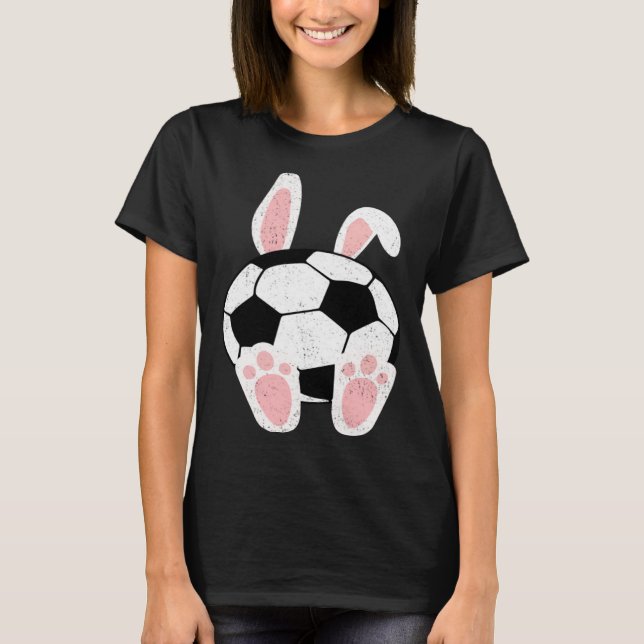 T-shirt Easter Soccer  Bunny Ears Ball Cute Rabbit Sport (Devant)