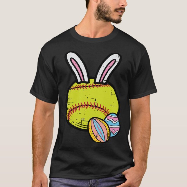 T-shirt Easter Softball Bunny Sports Player Men Mom Women  (Devant)