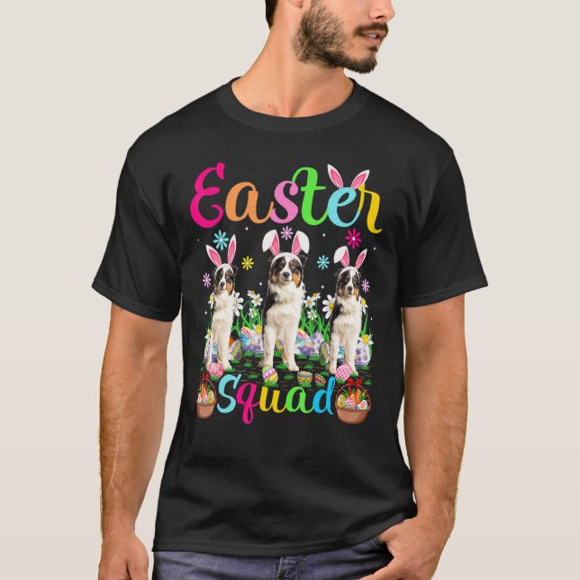 T-shirt Easter Squad Bunny Ear Australian Shepherd Hap (Devant)