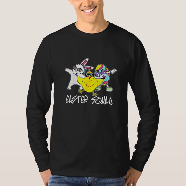 T-shirt Easter Squad Dabbing Bunny Chick Egg Chasse Match (Devant)