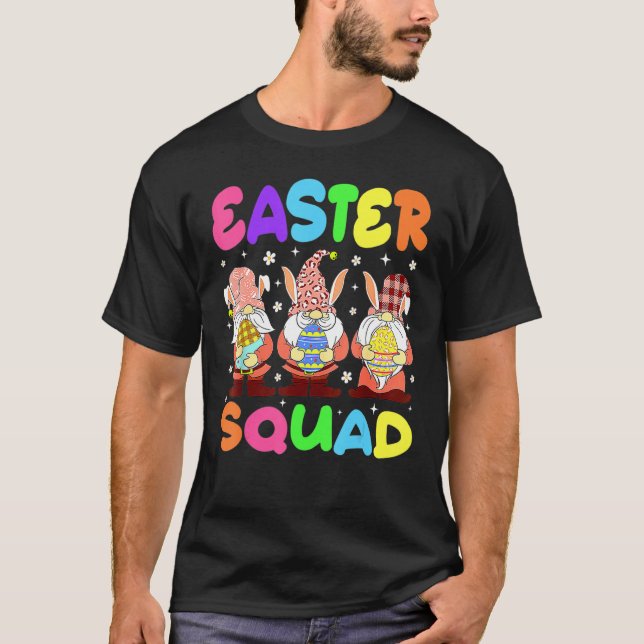 T-shirt Easter Squad Gnomes Bunny Chick Egg Chasse Matchi (Devant)