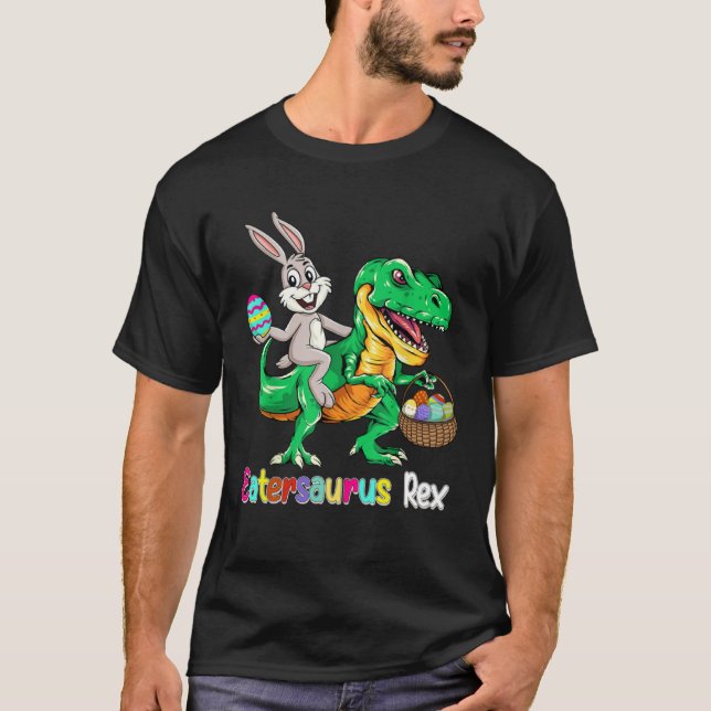 T-shirt Eastersaurus Rex Trex Easter Bunny Dino Boys Kids  (Devant)