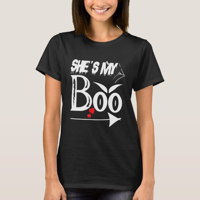 T-shirt Easy Couple Costumes d'Halloween Elle est My Boo M (Devant)