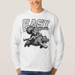 T-shirt Easy Père Noël Riding a Fierce Tiger Art de Noël