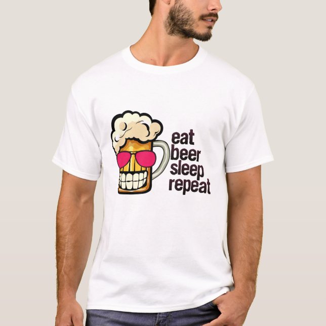 T-shirt eat beer sleep repeat biere alcool humour apero mo (Devant)