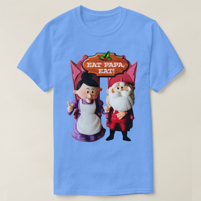 T-shirt EAT PAPA EAT Mrs Claus et Père Noël (Design devant)