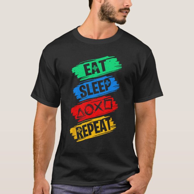 T-shirt Eat Play Sleep Repeat Funny Friendship Retro For B (Devant)