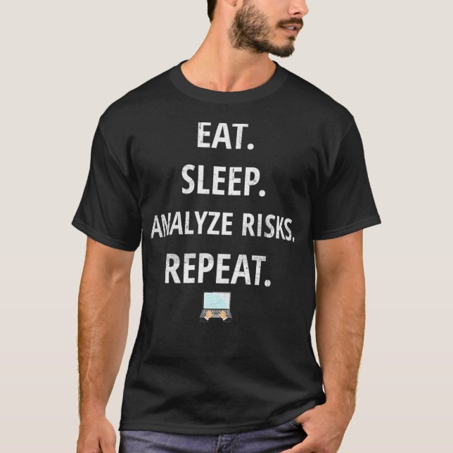 T-shirt Eat Sleep Analyser Les Risques Répéter Spreadsheet (Devant)