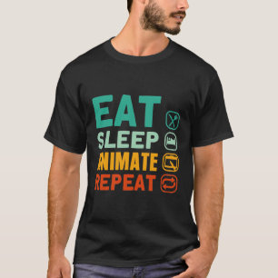 T-shirt Eat Sleep Animation Répéter Animation Designer Art