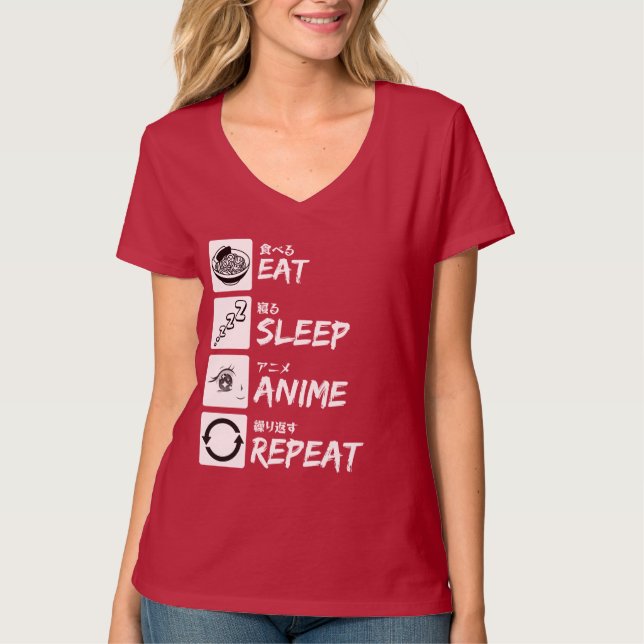 T-SHIRT EAT SLEEP ANIME REPEAT (Devant)