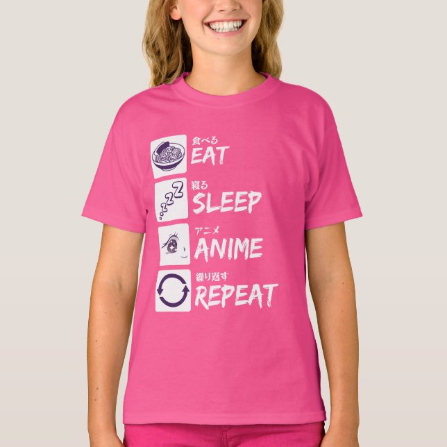 T-SHIRT EAT SLEEP ANIME REPEAT (Devant)