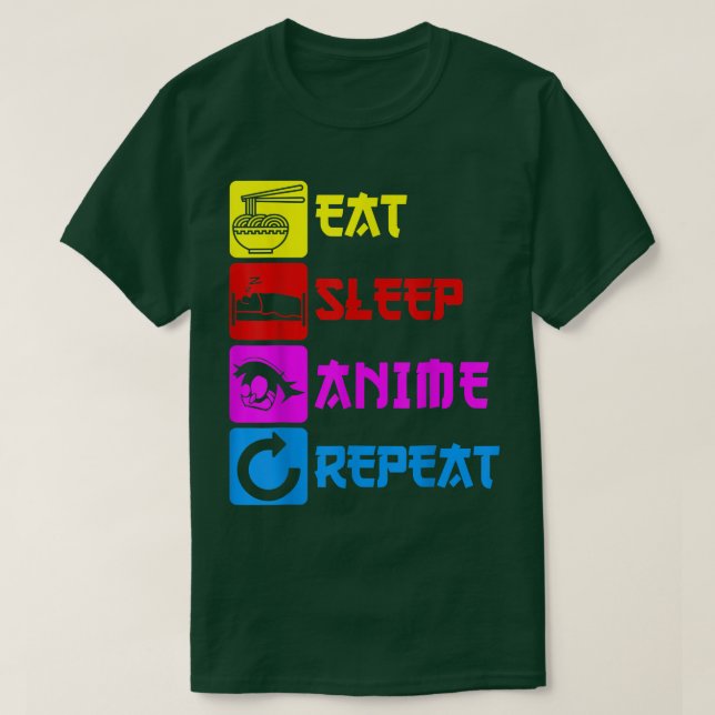 T-shirt Eat Sleep Anime Repeat  Manga Japan Saying Cosplay (Design devant)
