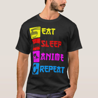 T-shirt Eat Sleep Anime Repeat Manga Japan Saying Cosplay