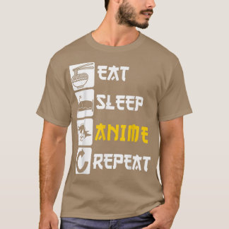 T-shirt Eat Sleep Anime Repeat Manga Japan Saying Cosplay