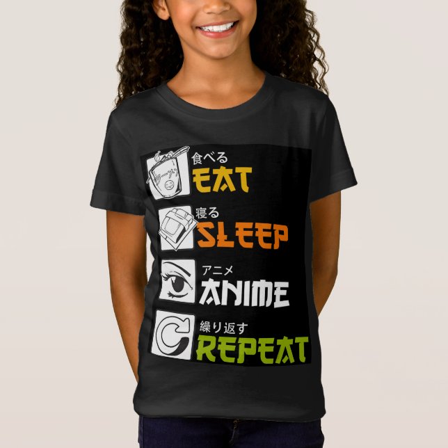 T-Shirt Eat Sleep Anime Repeat Venin Idea Cosplayer (Devant)