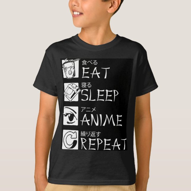 T-shirt Eat Sleep Anime Repeat Venin Idea Cosplayer (Devant)