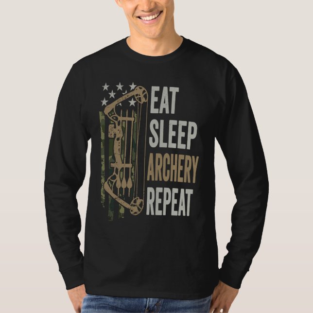 T-shirt Eat Sleep Archery Repeat  Camouflage Bow USA  Arch (Devant)