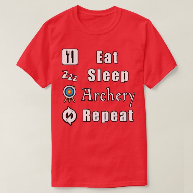 T-shirt Eat Sleep Archery Répéter (Design devant)