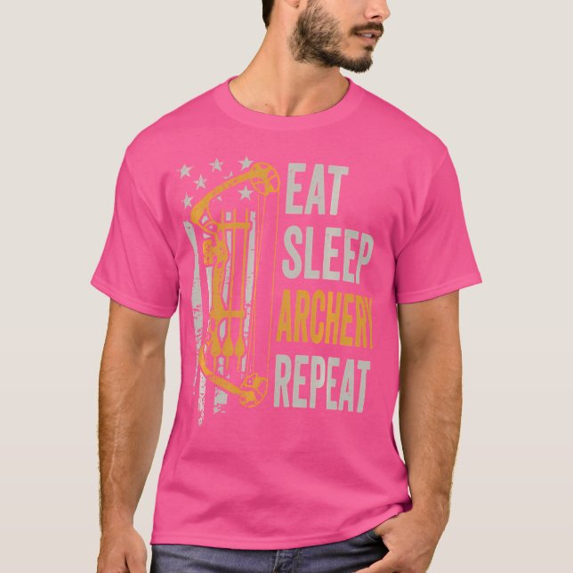 T-shirt Eat Sleep Archery Répéter Bow Usa Funny Wo (Retour (Devant)