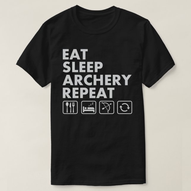 T-shirt Eat Sleep Archery Répéter Funny Archer (Design devant)
