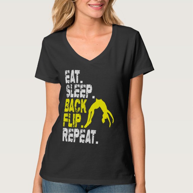 T-shirt Eat Sleep Back Flip Repeat Acrobat Gymnastics (Devant)