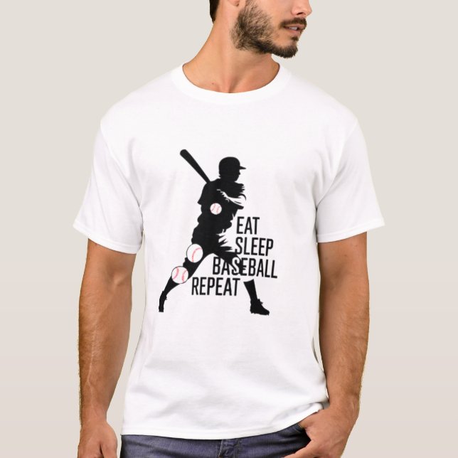 T-shirt Eat Sleep Baseball Repeat (Devant)