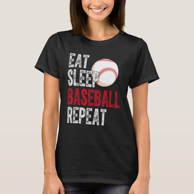T-shirt Eat Sleep Baseball Repeat Baseball Player  Basebal (Devant)