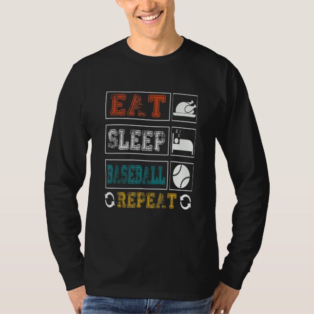 T-shirt Eat Sleep Baseball Repeat Baseball Player  Basebal (Devant)
